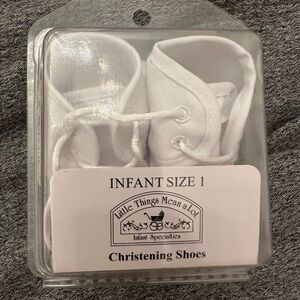 Little Things Mean a Lot White Baby Christening / Baptism Shoes